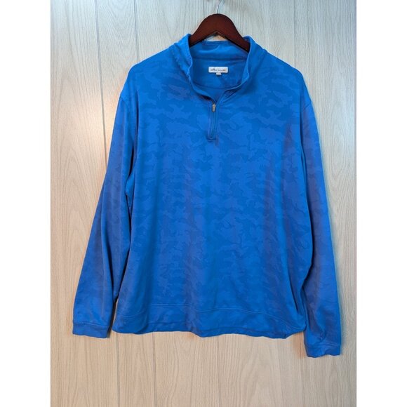 Peter Millar Pullover Mens XXL Blue Camo Quarter Zip Performance Golf Jacket - Picture 1 of 8
